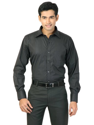 Genesis Men Stripes Black Shirts