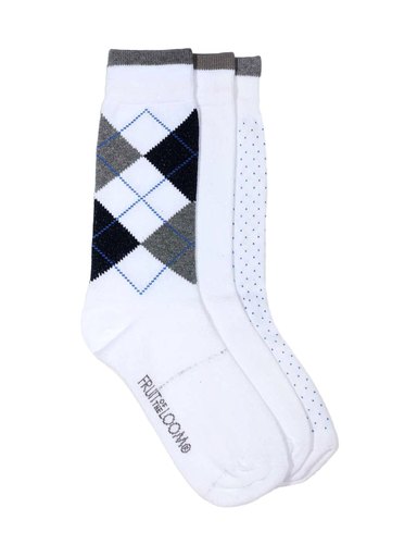 Fruit of the Loom Men White Pack of Three Socks