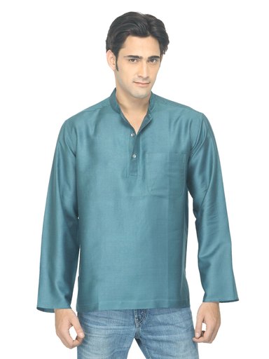 Fabindia Men Teal Tussar Kurta