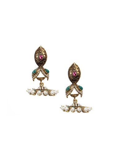 Royal Diadem Green Earrings