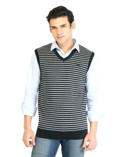 Puma Men Stripped SL Grey Sweater
