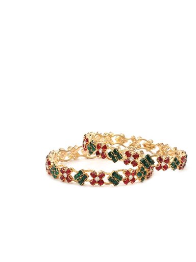 Royal Diadem Set of 2 Green Bangles