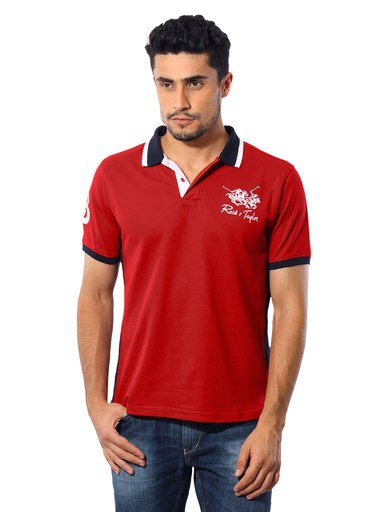 Reid & Taylor Men Red Polo T-shirt