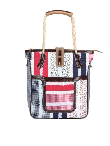 Ivory Tag Multi Coloured Vintage Patched Handbag