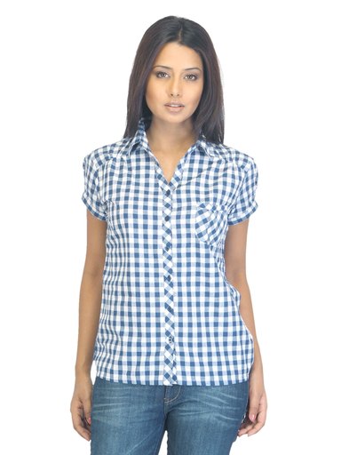 Jealous 21 Women Check Blue Shirt
