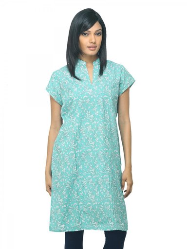 Fabindia Women Blue Printed Kurta