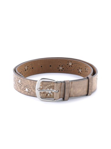Lino Perros Women Flower Design Light Brown Belt