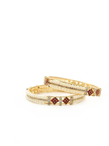 Royal Diadem Set of 2 White Bangles