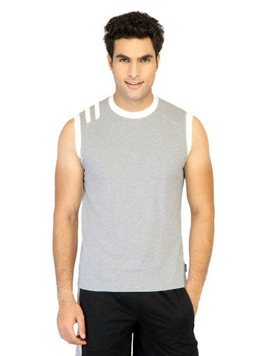 Hanes Men Grey Premium Sleeveless Crew T-shirt