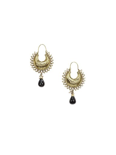 Royal Diadem Black Earrings