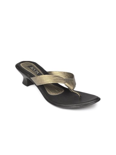 Rocia Women Gold & Black Sandals