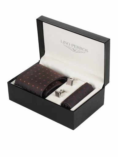 Lino Perros Men Formal Brown Accessory Gift Set