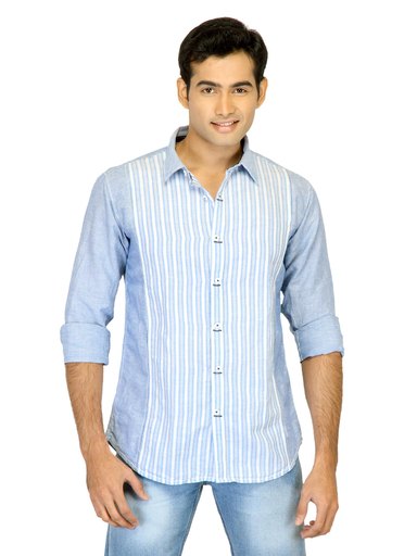 Probase Men Stripes Blue Shirts