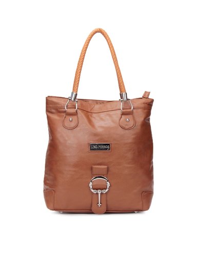 Lino Perros Women Leatherette Brown Handbag