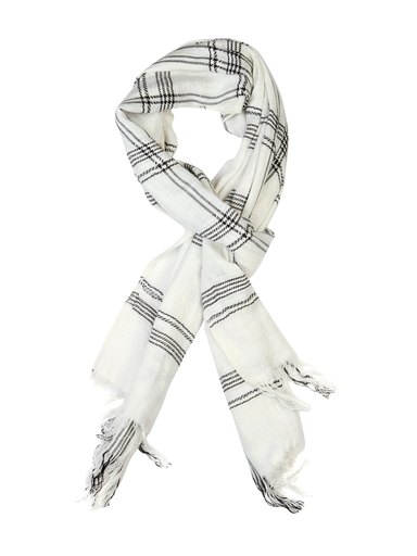 Basics Men Cream-Coloured Checked Stoles