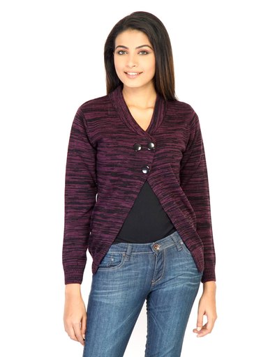 Jealous 21 Women Solid Purple Sweaters