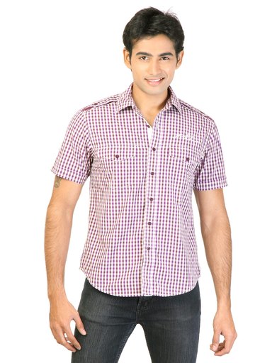 Lee Men Purple Check Shirt