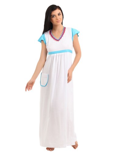 Red Rose Women White Nightdress
