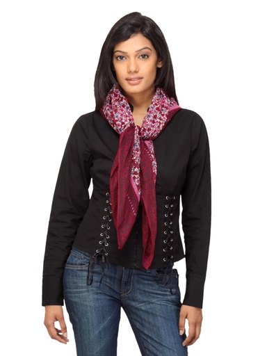 Femella Women Printed Red Scarf