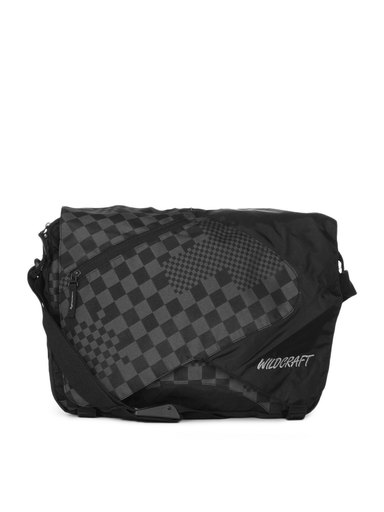 Wildcraft Unisex Black & Grey Checked Bishop Sling Bag