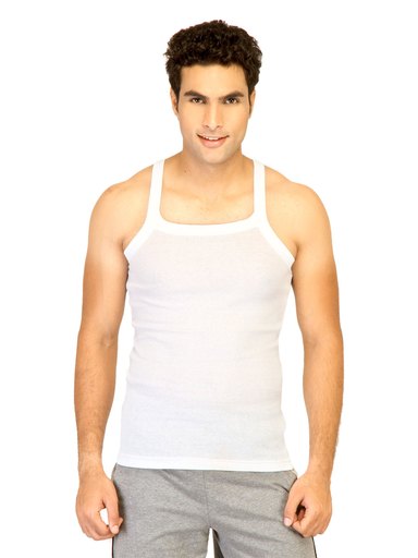 Hanes Men Square Vest Neck White Innerwear Vests