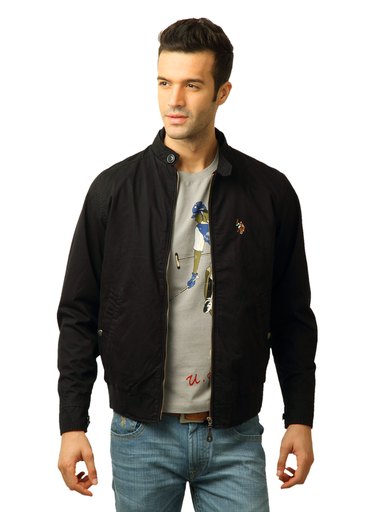U.S. Polo Assn. Men Solid Black Jacket