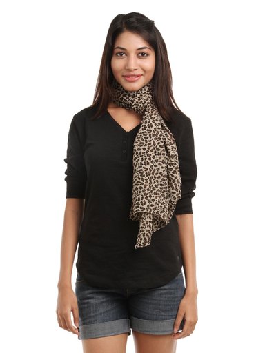 Femella Women Brown Leopard Print Scarf