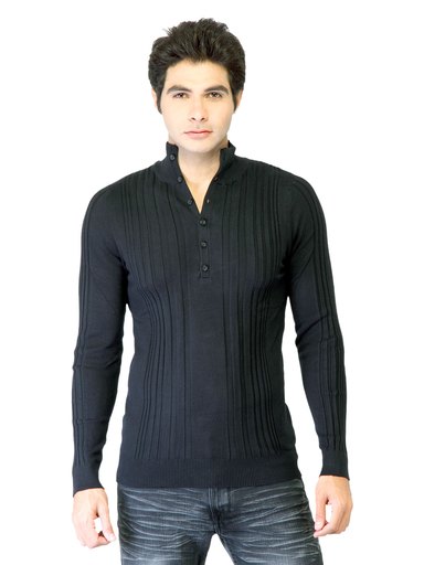 United Colors of Benetton Men Solid Black Sweater