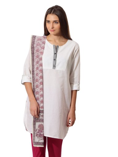 Fabindia Women Cream Chanderi Stole