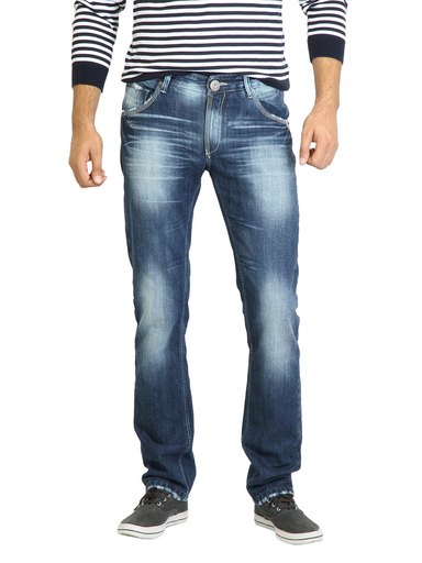 Spykar Men Washed Blue Jeans