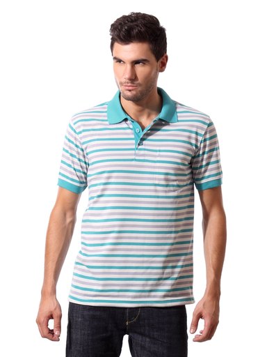 John Players Men Striped Blue T-shirt