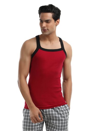 Crusoe Men Red and Black Innerwear Vest