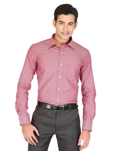 Genesis Men Red Striped Shirt