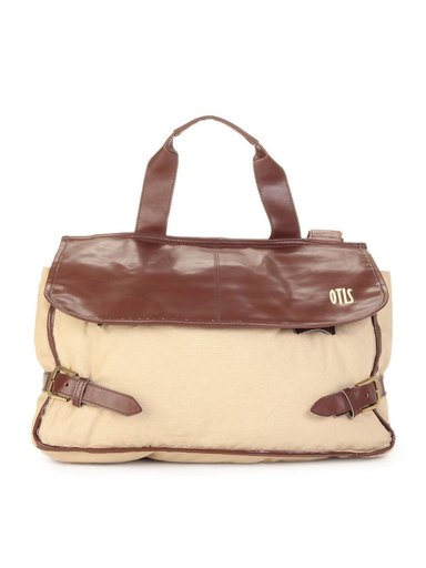 OTLS Unisex Beige Dual Flap Bag