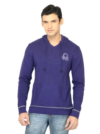 United Colors of Benetton Men Solid Blue Sweater