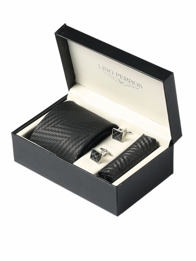Lino Perros Men Formal Black Accessory Gift Set