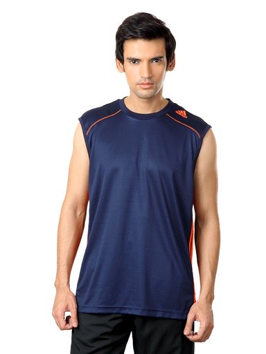ADIDAS Men Navy Blue T-shirt