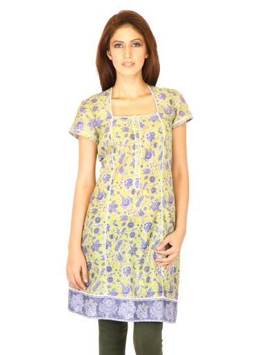 W Women Printed Green Kurtas