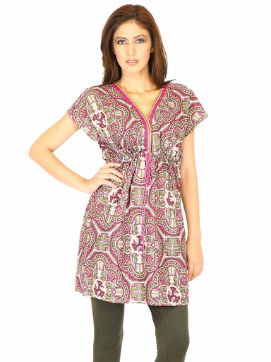 W Women Printed Pink Kurtis