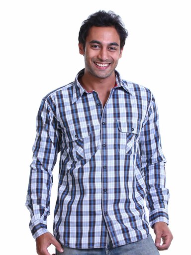 Probase Men Blue & White Shirt