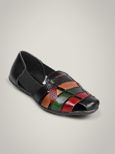 Catwalk Women Leather Slip-Ons Black Flats