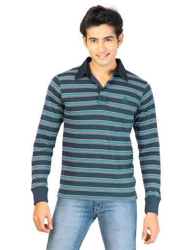 Lee Men Stripes Navy Blue T-shirt