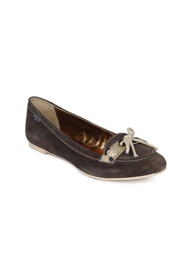 Carlton London Women Brown Solid Suede Ballerinas