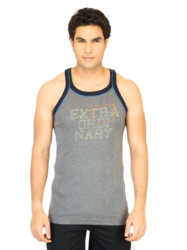 Facit Men Square Neck Grey Innerwear Vest