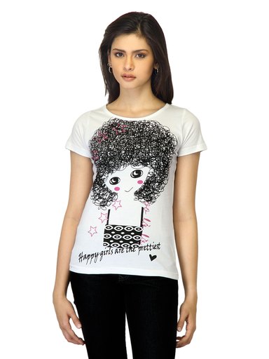 Jealous 21 Women Printed White T-shirt