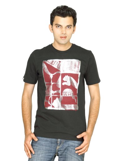 Puma Men's Graphic Optic Black Silver T-shirt