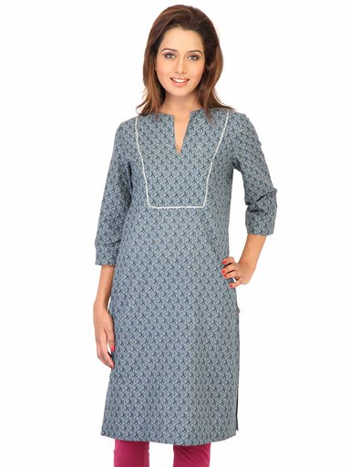 W Women Printed Blue Kurtas