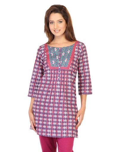 W Women Printed Purple Kurtis
